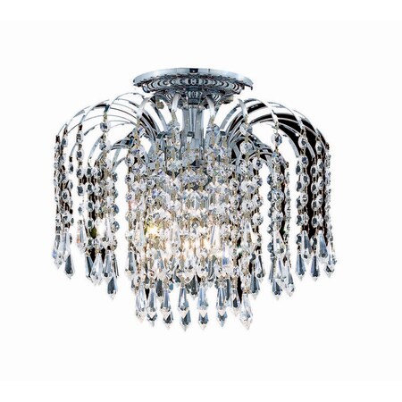 Elegant Furniture Falls 4 Light Chrome Flush Mount Clear Elegant Cut Crystal